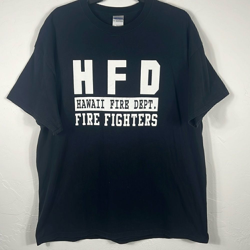 🔥🔥 HAWAII‎ FIRE DEPARTMENT Black Graphic Tee Men Size XL - EXCELLENT Condition